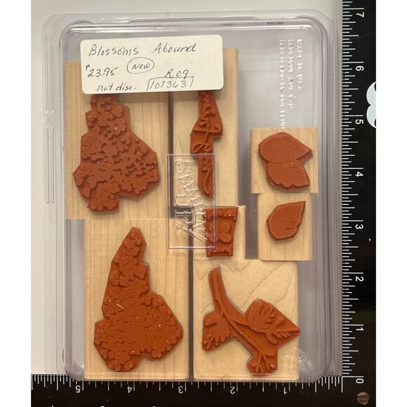 UNSTAMPED Stampin Up! Blossoms Abound 107363 Wood Mounted Rubber Stamp Set leaf - Picture 2 of 3